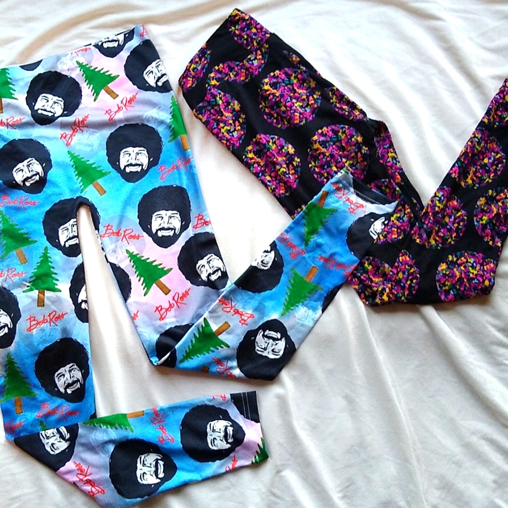 OS LuLaRoe and Bob Ross Leggings - size women's XS-S